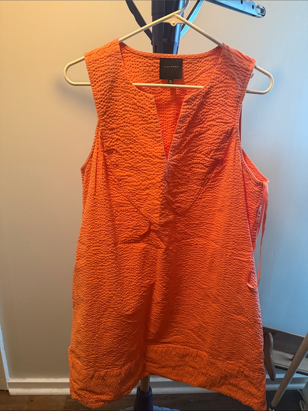 Alex Marie Orange Textured Sleeveless Tunic dress